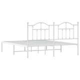 Metal Bed Frame without Mattress with Headboard White 183x203 cm King
