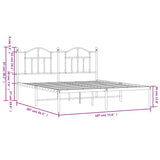Metal Bed Frame without Mattress with Headboard White 183x203 cm King - Extra Image