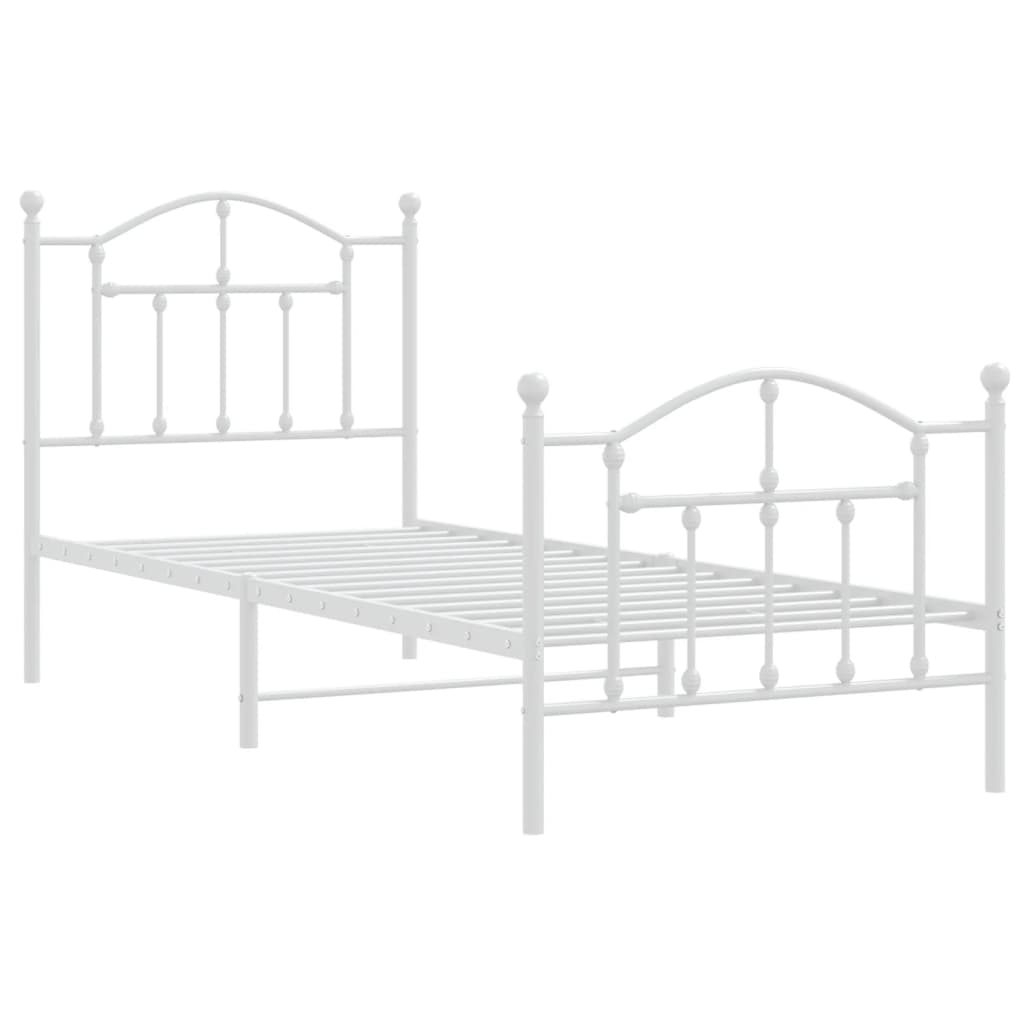 Metal Bed Frame without Mattress with Footboard White 90x190 cm