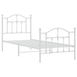 Metal Bed Frame without Mattress with Footboard White 90x190 cm - Side View