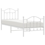Metal Bed Frame without Mattress with Footboard White 90x190 cm