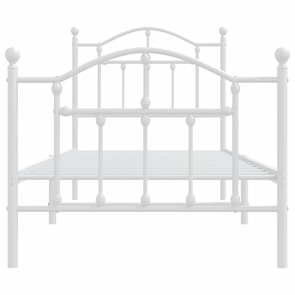 Metal Bed Frame without Mattress with Footboard White 90x190 cm