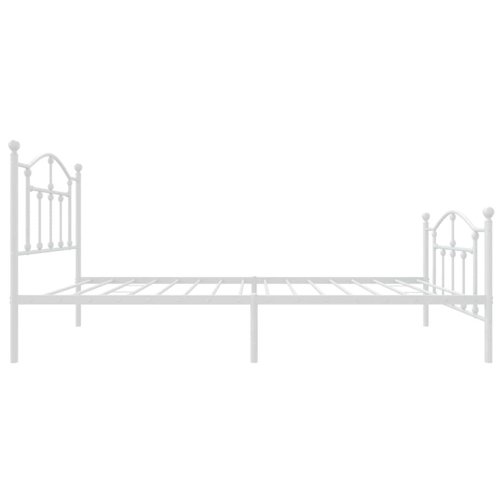 Metal Bed Frame without Mattress with Footboard White 90x190 cm