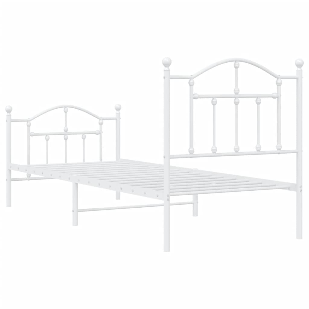 Metal Bed Frame without Mattress with Footboard White 90x190 cm