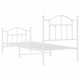 Metal Bed Frame without Mattress with Footboard White 90x190 cm - Close-Up Angle
