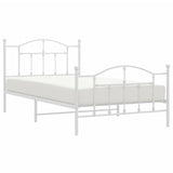 Metal Bed Frame without Mattress with Footboard White 107x203 cm King Single - Top-Down View