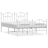 Metal Bed Frame without Mattress with Footboard White 135x190 cm - Front View