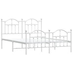 Metal Bed Frame without Mattress with Footboard White 135x190 cm