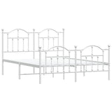 Metal Bed Frame without Mattress with Footboard White 135x190 cm - Side View