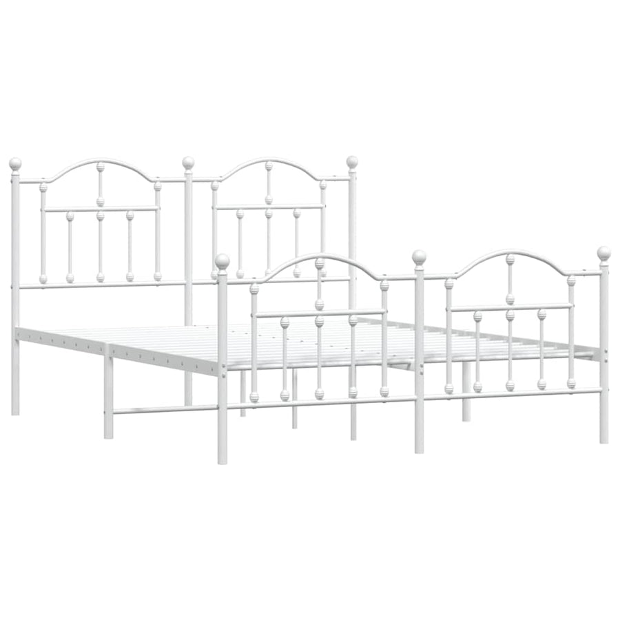 Metal Bed Frame without Mattress with Footboard White 135x190 cm