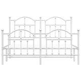 Metal Bed Frame without Mattress with Footboard White 135x190 cm