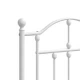 Metal Bed Frame without Mattress with Footboard White 135x190 cm - Extra Image