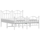 Metal Bed Frame without Mattress with Footboard White 150x200 cm