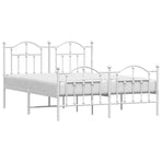 Metal Bed Frame without Mattress with Footboard White 150x200 cm