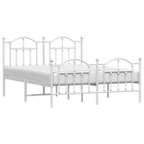Metal Bed Frame without Mattress with Footboard White 150x200 cm - 45-Degree Angle