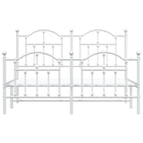Metal Bed Frame without Mattress with Footboard White 150x200 cm