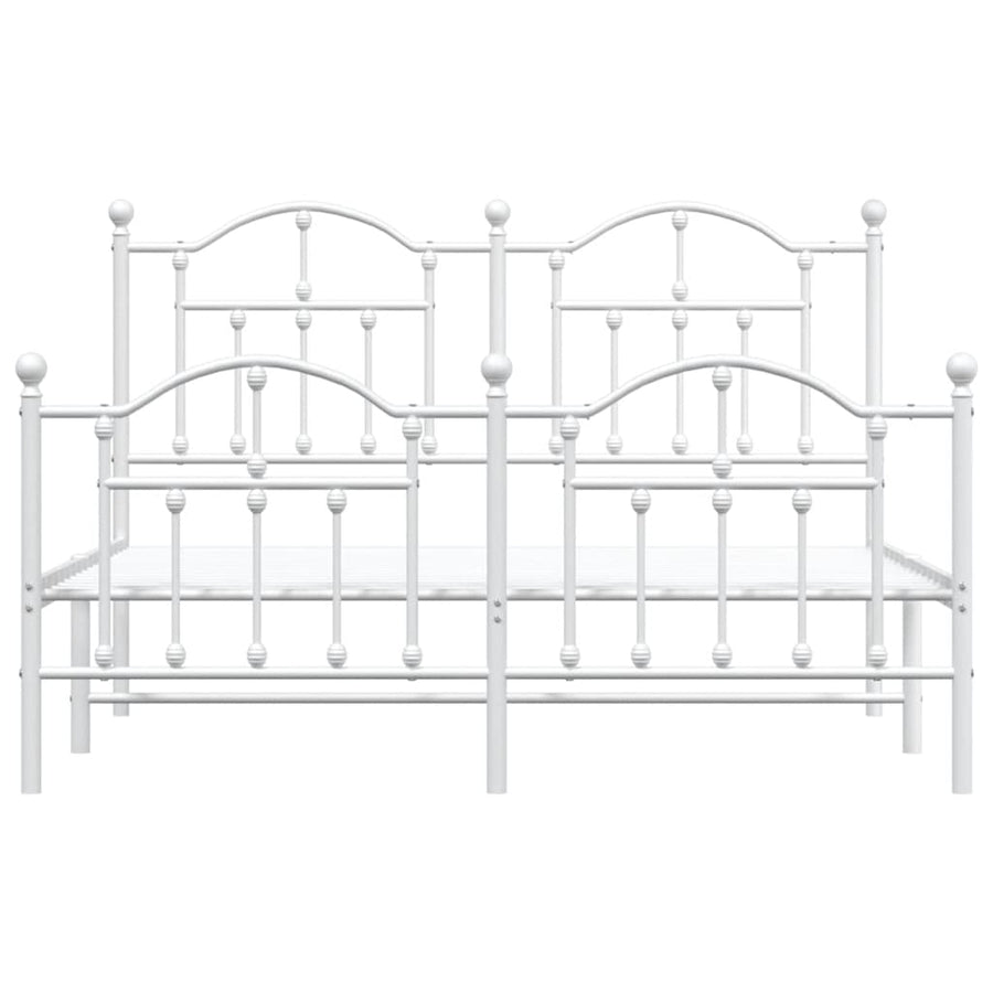 Metal Bed Frame without Mattress with Footboard White 150x200 cm