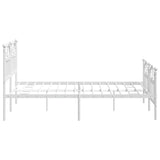 Metal Bed Frame without Mattress with Footboard White 150x200 cm