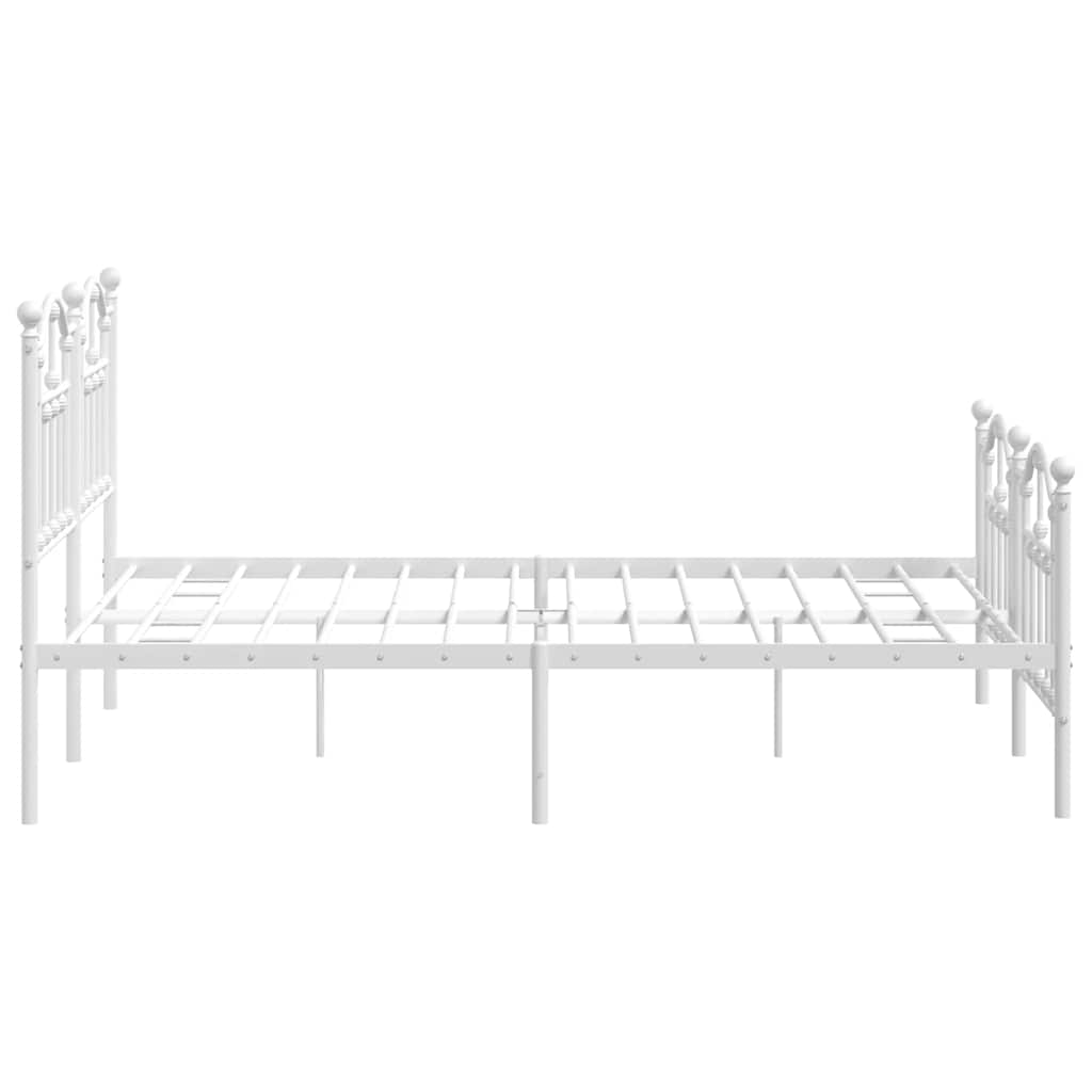 Metal Bed Frame without Mattress with Footboard White 150x200 cm