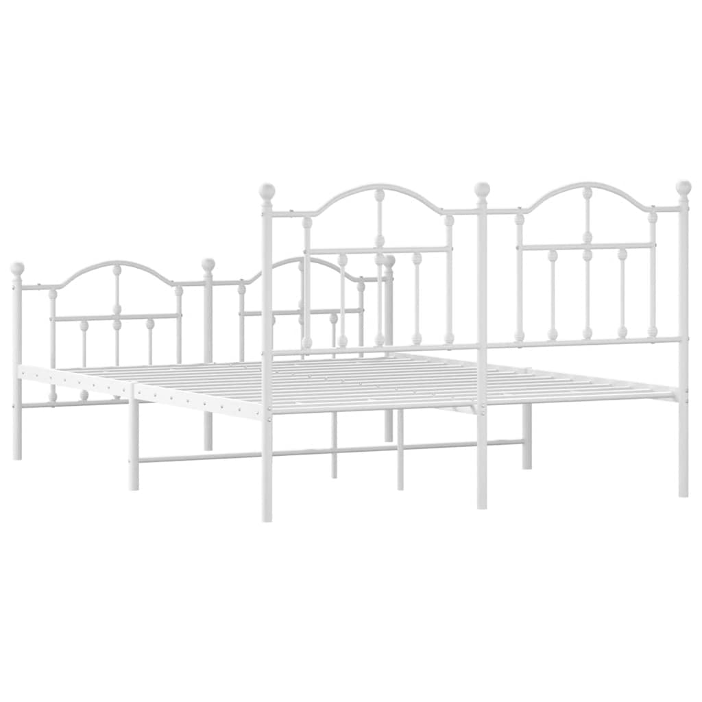 Metal Bed Frame without Mattress with Footboard White 150x200 cm