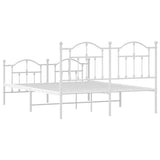 Metal Bed Frame without Mattress with Footboard White 150x200 cm - Low Angle