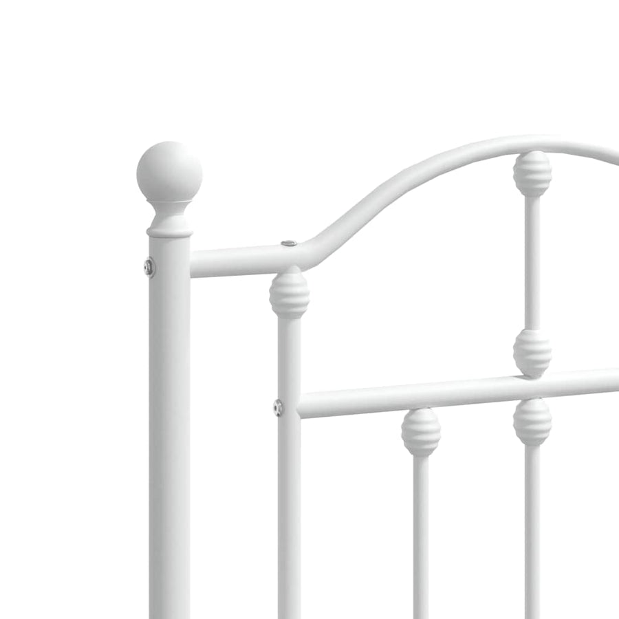 Metal Bed Frame without Mattress with Footboard White 150x200 cm