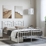 Metal Bed Frame without Mattress with Footboard White 150x200 cm