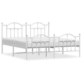 Metal Bed Frame without Mattress with Footboard White 183x203 cm King