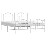 Metal Bed Frame without Mattress with Footboard White 183x203 cm King - Top-Down View