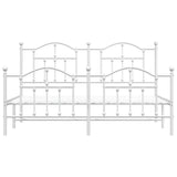 Metal Bed Frame without Mattress with Footboard White 183x203 cm King - 45-Degree Angle
