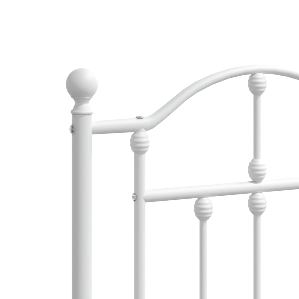 Metal Bed Frame without Mattress with Footboard White 183x203 cm King