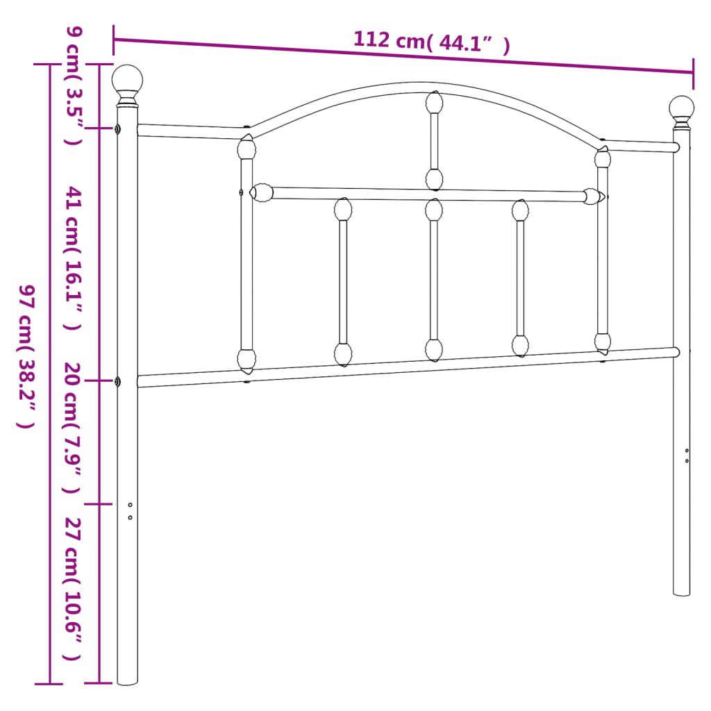 Metal Replace Headboard White 107 cm