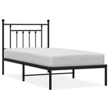 Metal Bed Frame without Mattress with Headboard Black 90x190 cm