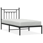 Metal Bed Frame without Mattress with Headboard Black 90x190 cm