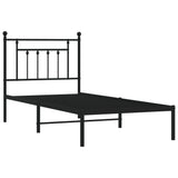 Metal Bed Frame without Mattress with Headboard Black 90x190 cm