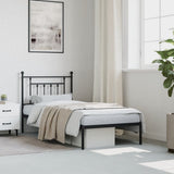 Metal Bed Frame without Mattress with Headboard Black 90x190 cm - Top-Down View