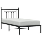 Metal Bed Frame without Mattress with Headboard Black 90x190 cm