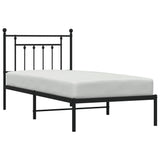 Metal Bed Frame without Mattress with Headboard Black 90x190 cm - 45-Degree Angle