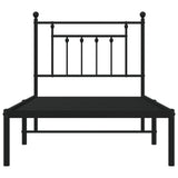 Metal Bed Frame without Mattress with Headboard Black 90x190 cm - Rear View