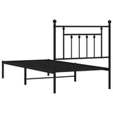 Metal Bed Frame without Mattress with Headboard Black 90x190 cm