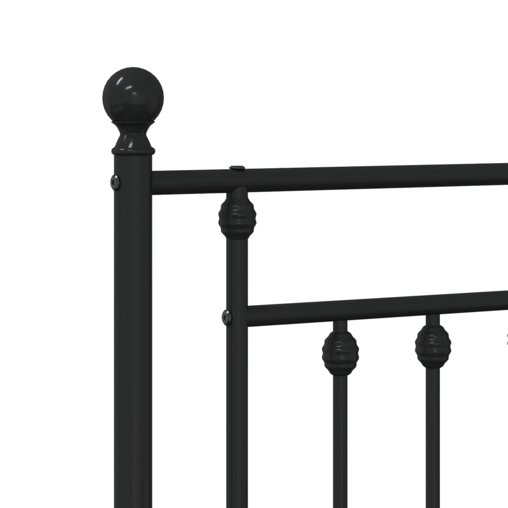 Metal Bed Frame without Mattress with Headboard Black 90x190 cm
