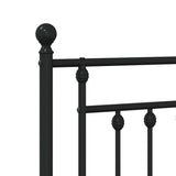 Metal Bed Frame without Mattress with Headboard Black 90x190 cm