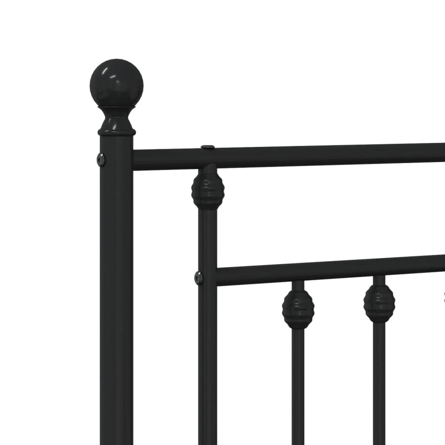Metal Bed Frame without Mattress with Headboard Black 90x190 cm