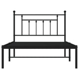 Metal Bed Frame without Mattress with Headboard Black 107x203 cm King Single