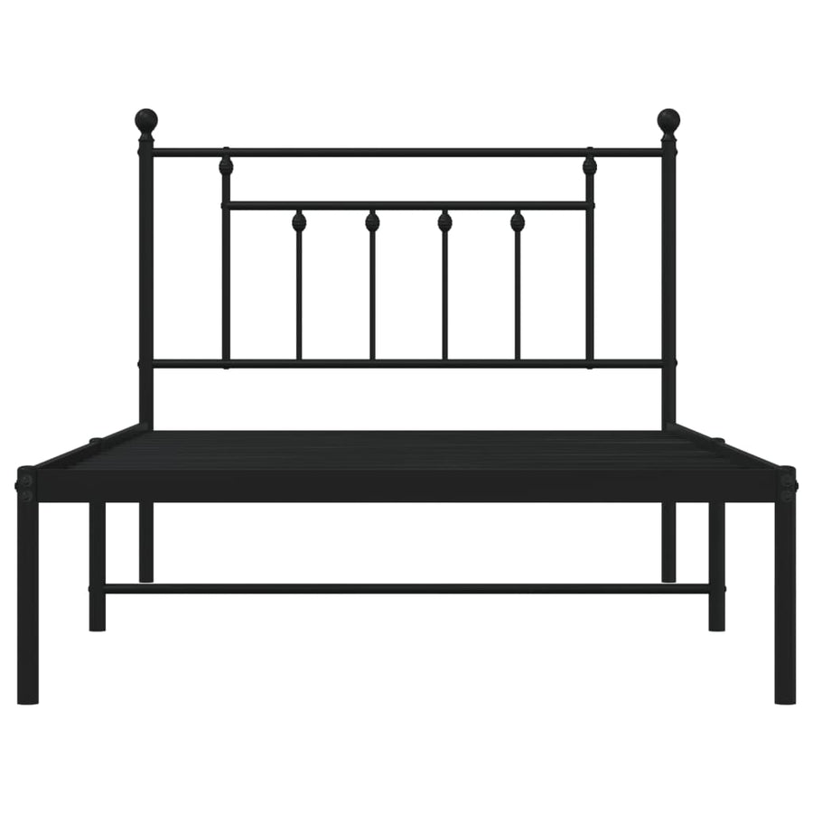 Metal Bed Frame without Mattress with Headboard Black 107x203 cm King Single
