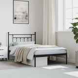 Metal Bed Frame without Mattress with Headboard Black 107x203 cm King Single - Top-Down View