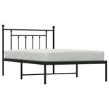 Metal Bed Frame without Mattress with Headboard Black 107x203 cm King Single - 45-Degree Angle