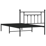 Metal Bed Frame without Mattress with Headboard Black 107x203 cm King Single - Close-Up Angle