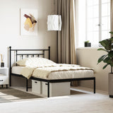 Metal Bed Frame without Mattress with Headboard Black 107x203 cm King Single