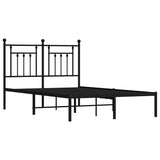 Metal Bed Frame without Mattress with Headboard Black 135x190 cm